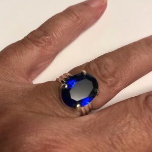 Blue Topaz Stamped 925 Sterling Silver Ring